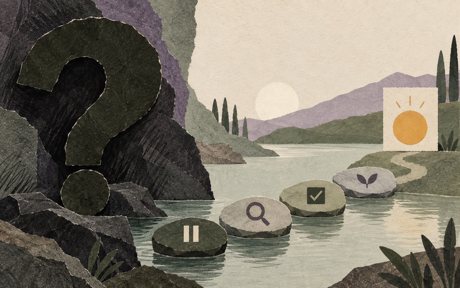 Paper stepping stones leading from uncertainty to a clear response